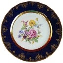 Sammelteller EPIAG Czechoslovakia Cobalt Goldrand florales Dekor D 26,5 cm