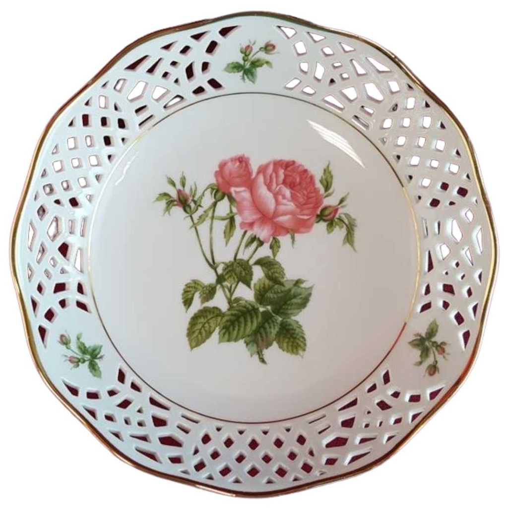 [45814767] Schale Durchbruchschale Goldrand Durchbrucharbeit 19,3 cm Marienbad Ingres Weiss gebraucht - sehr gut