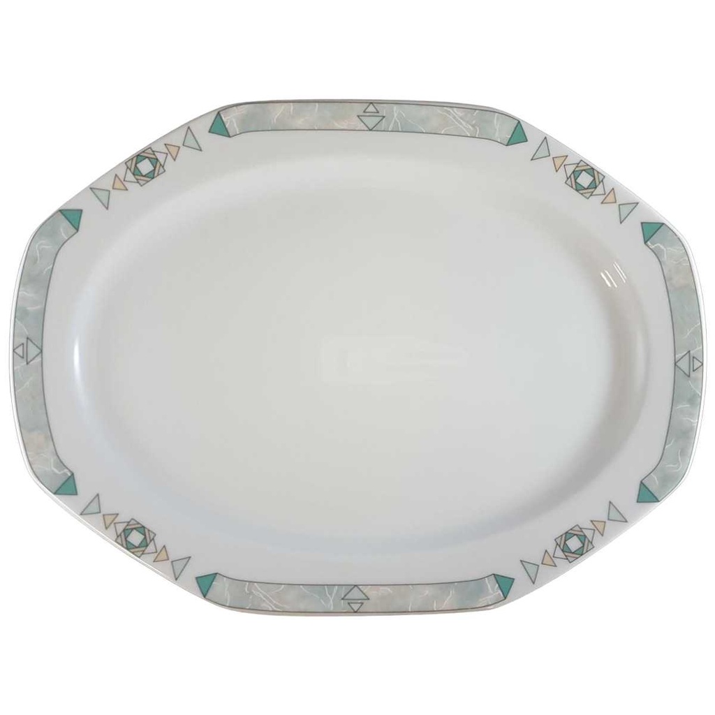 Servierplatte Speiseplatte Fleischplatte 30x22,5 cm Seltmann Weiden Octa Abstrakt grün gebraucht - sehr gut