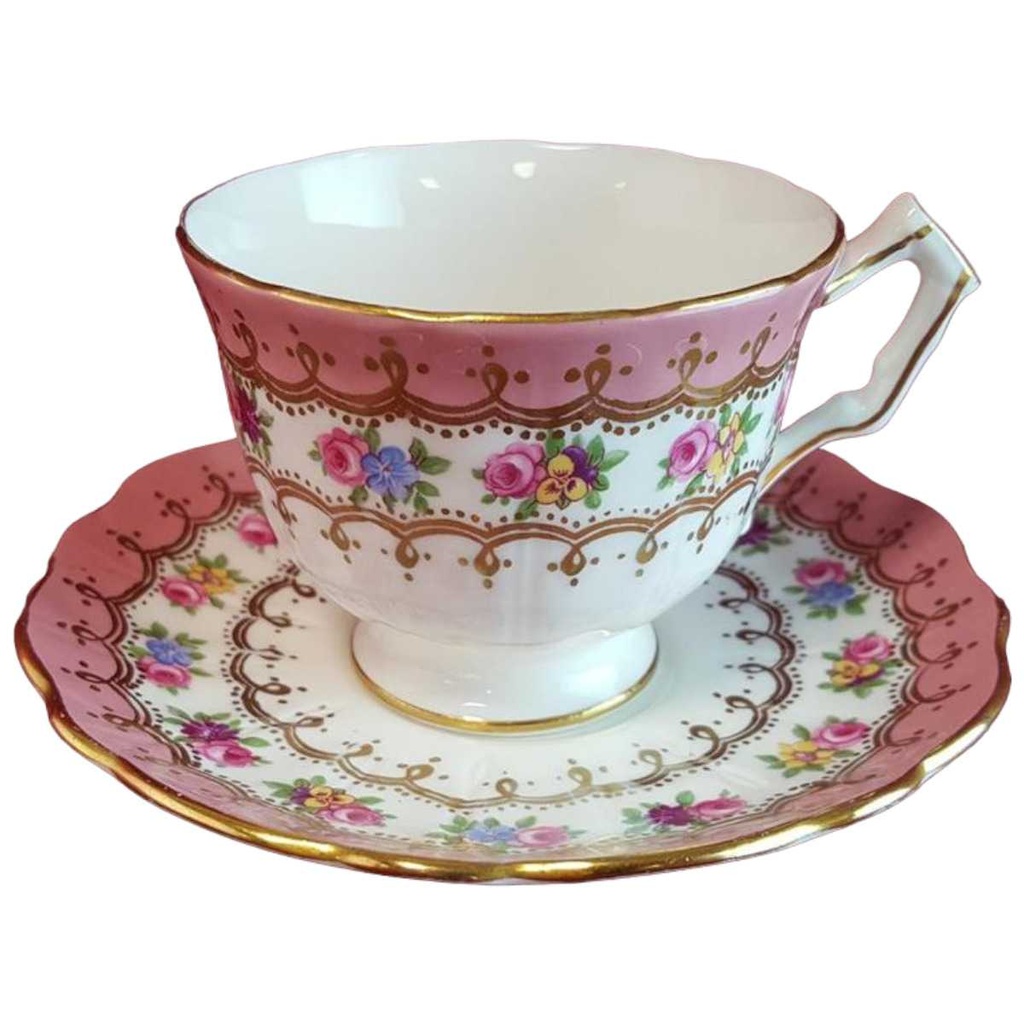 [45814856] Kaffeetasse mit Untertasse Tasse Goldrand 2tlg Aynsley Blumen gebraucht - gut