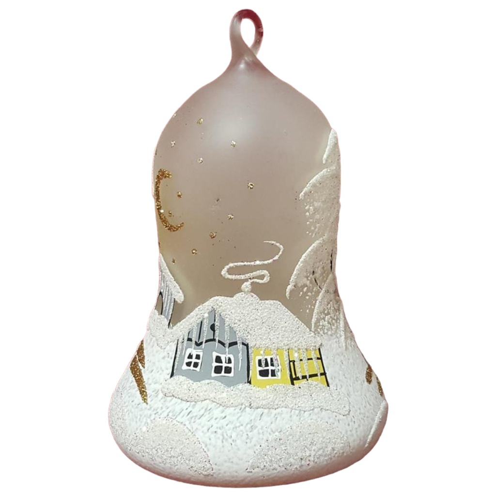 [45814866] Weihnachtsdeko Glocke Glas Winterlandschaft H 12,3 cm