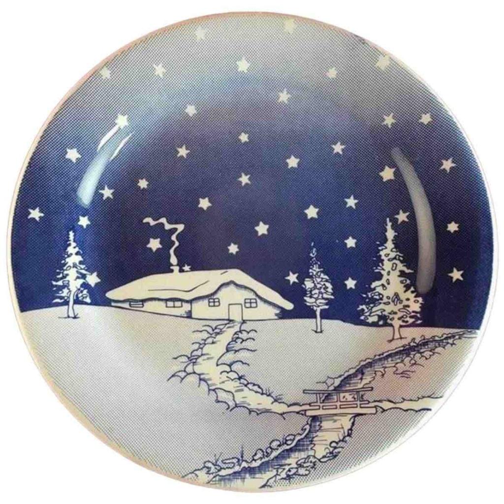 Teller 24,6 cm English Ironstone Tableware (EIT) EIT England Weihnachtsdekor Blau gebraucht - sehr gut
