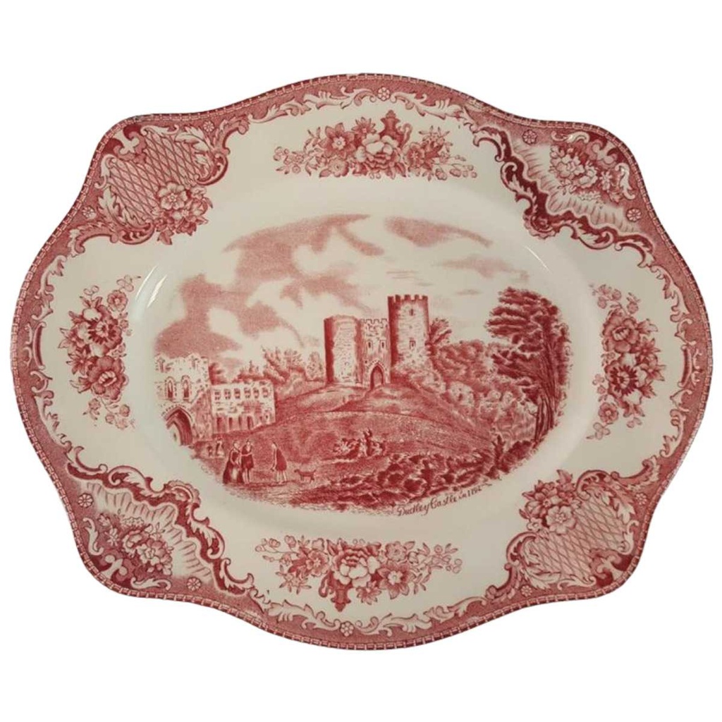 [45814963] Fleischplatte 26x21,7 cm Johnson Bros Old Britain Castles Rot gebraucht - sehr gut