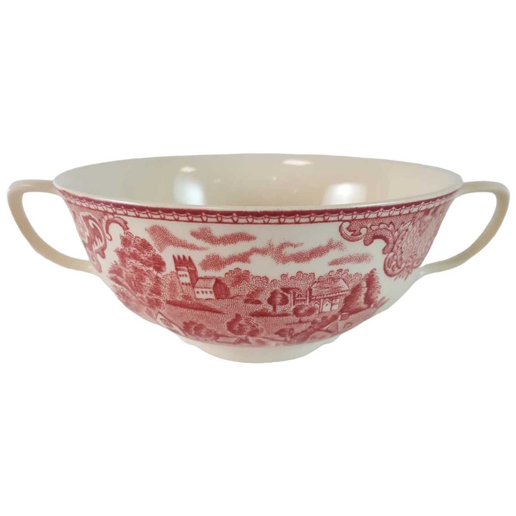 [45814968001] Suppentasse mit Außendekor Suppenbecher Johnson Bros Old Britain Castles Rot
