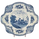 Coupe /Sandwichplatte 26x23,8 cm Johnson Bros Old Britain Castles Blau gebraucht - sehr gut