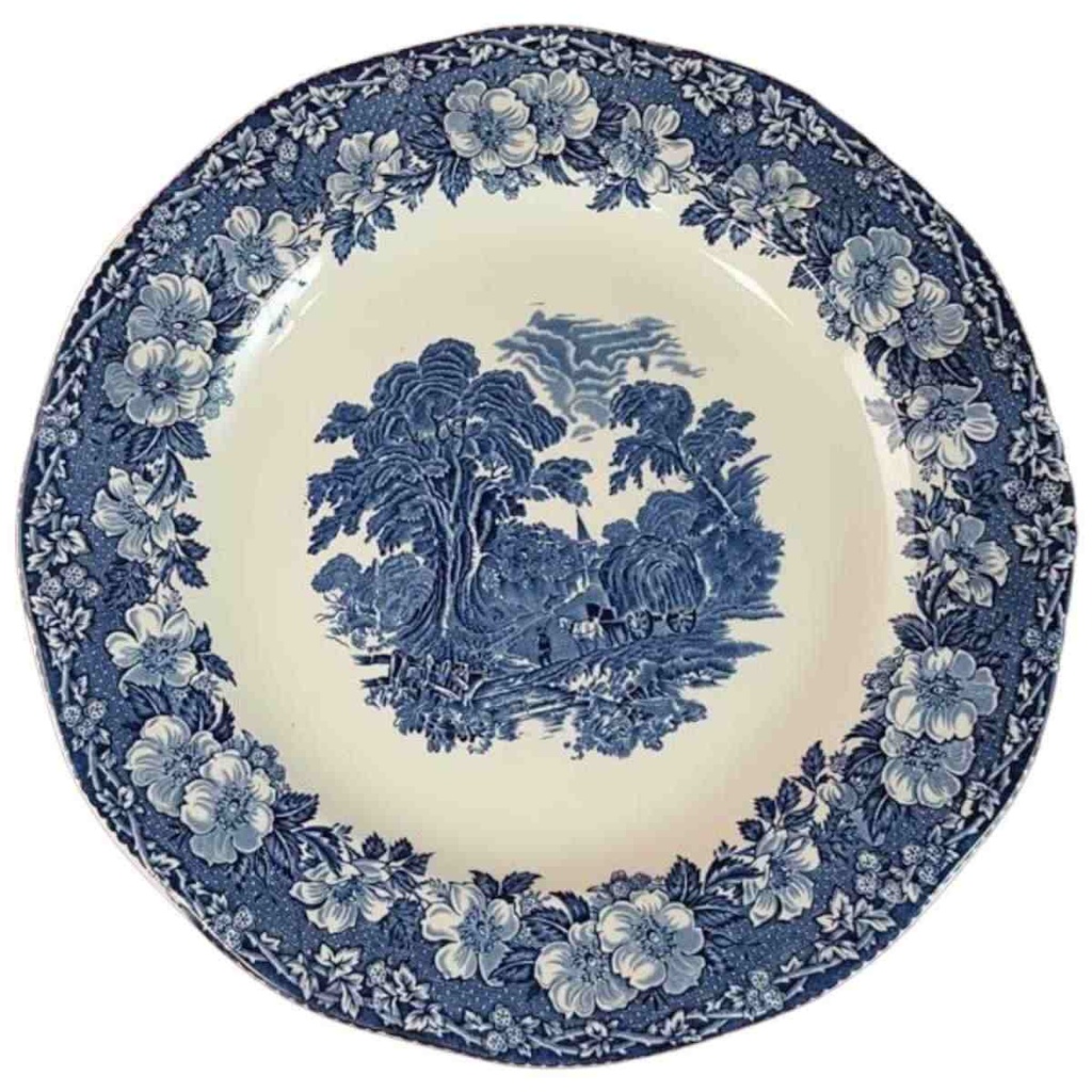 [45815026] Speiseteller Essteller groß 28,5 cm Enoch Wedgwood Woodland Blau gebraucht - gut
