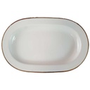 Servierplatte Speiseplatte Fleischplatte Steakplatte mittelgroß Goldrand 34x21,7 cm Seltmann Weiden Vohenstrauß Elfenbein 3 mm Beige gebraucht - gut
