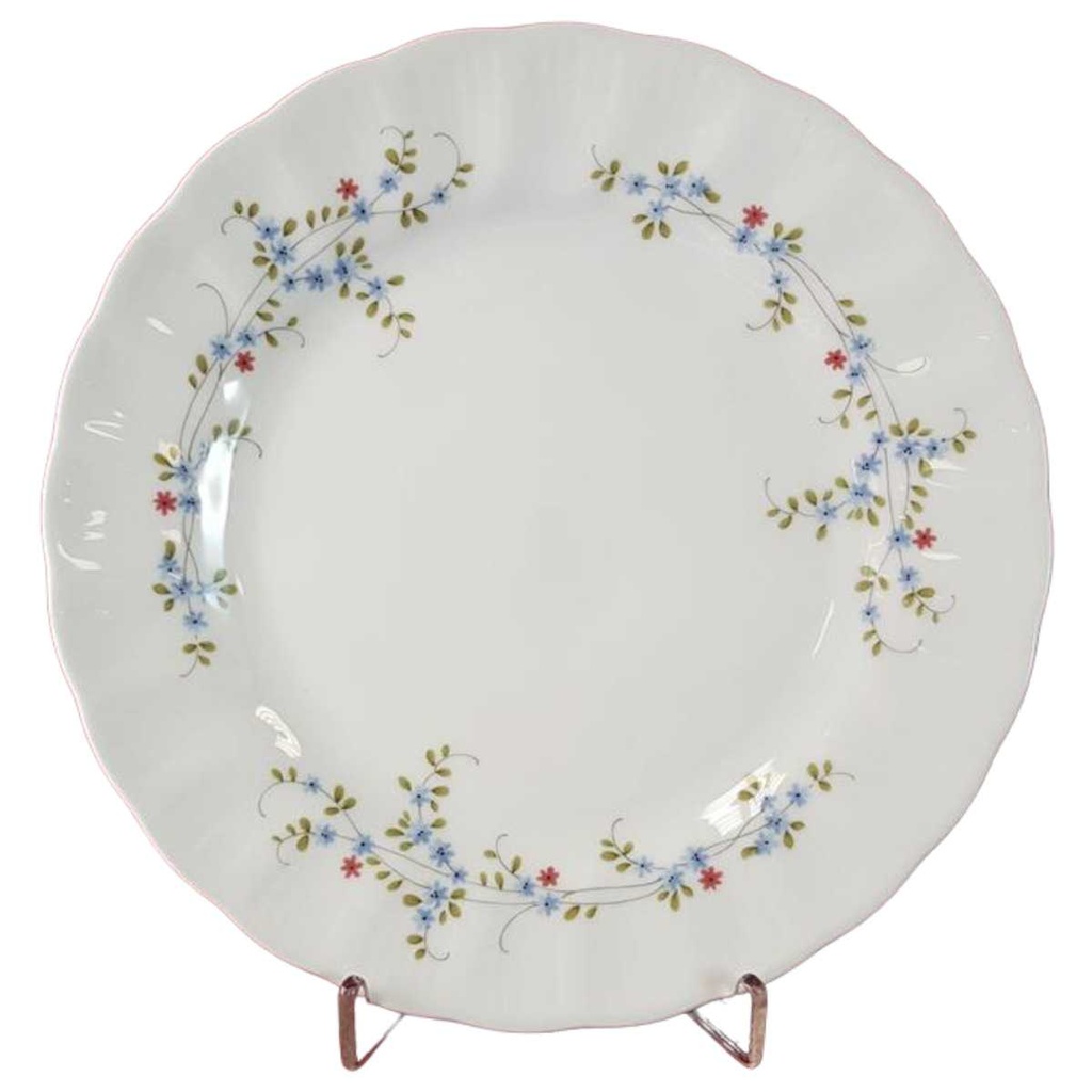 Kuchenteller 19,8 cm Winterling Kirchenlamitz blau rot Blümchen Relief Wellenrand gebraucht - sehr gut