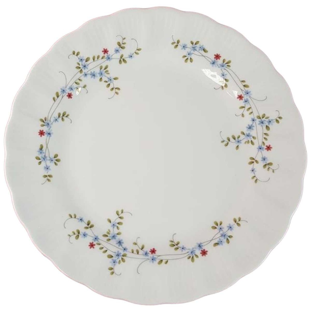 Kuchenteller Dessertteller ohne Stempel 20 cm Winterling Kirchenlamitz blau rot Blümchen Relief Wellenrand