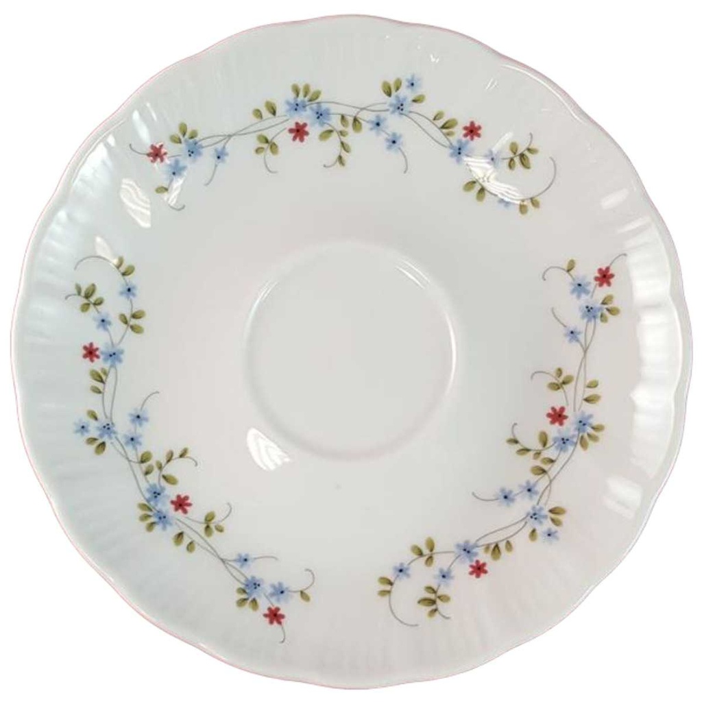 [45815067] Untertasse 14,7 cm Winterling Kirchenlamitz blau rot Blümchen Relief Wellenrand gebraucht - gut