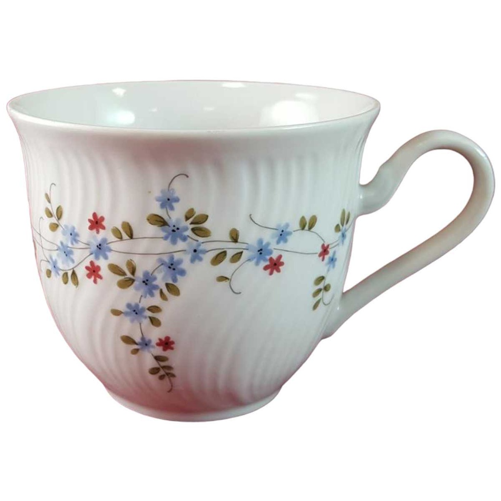 Kaffeetasse Tasse Winterling Kirchenlamitz blau rot Blümchen Relief Wellenrand gebraucht - gut
