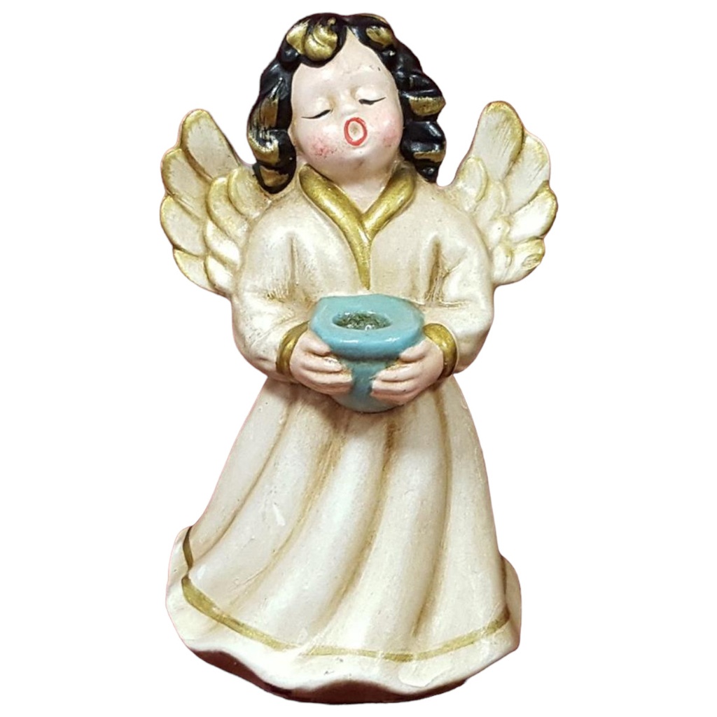 [45815072] Weihnachten Singende Engel Figur Kerzenhalter Keramik H 12,2 cm