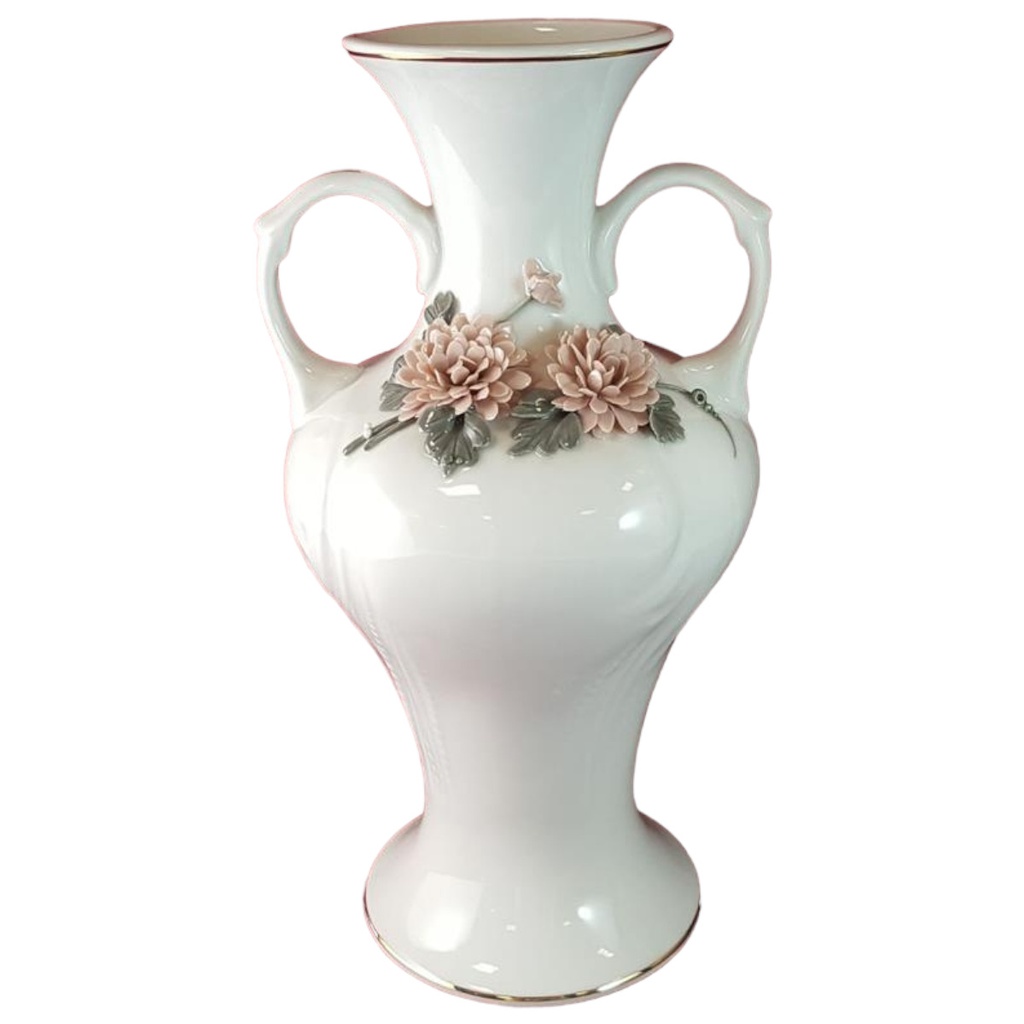 [45815079] Cmielów Blumenrelief Vase mit Henkeln H 29 cm