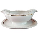Sauciere mit Teller Goldrand 1tlg Edelstein Bavaria Frauenlob 15430 Weiß gebraucht - gut