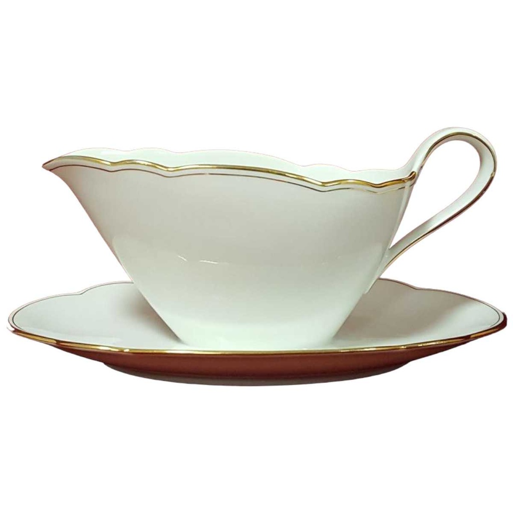[45815103] Sauciere mit Teller Goldrand 1tlg Seltmann Weiden Inka 2679 gebraucht - gut