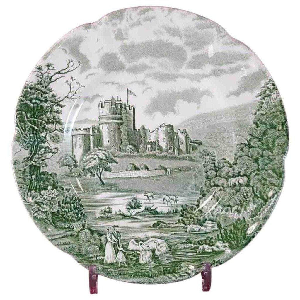 Speiseteller Essteller 25,5 cm Johnson Bros Castle Story Grün gebraucht - sehr gut