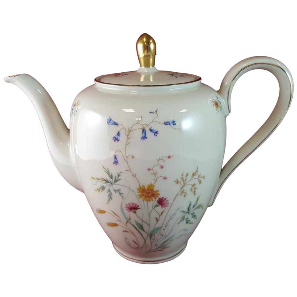 [45815152] Kanne Goldrand 1,9 L Schirnding Bavaria Blumendekor Blumen gebraucht - gut