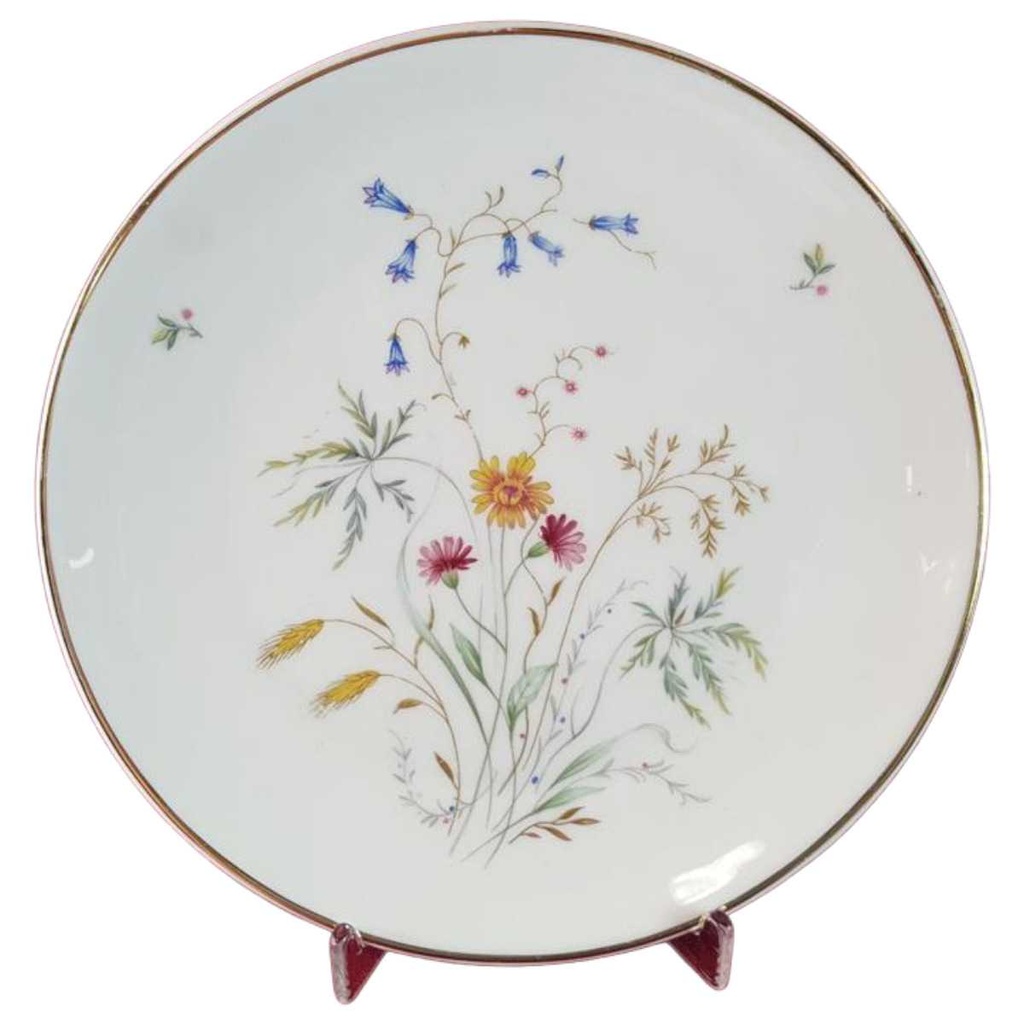 Kuchenteller Goldrand 19 cm Schirnding Bavaria Blumendekor Blumen gebraucht - gut