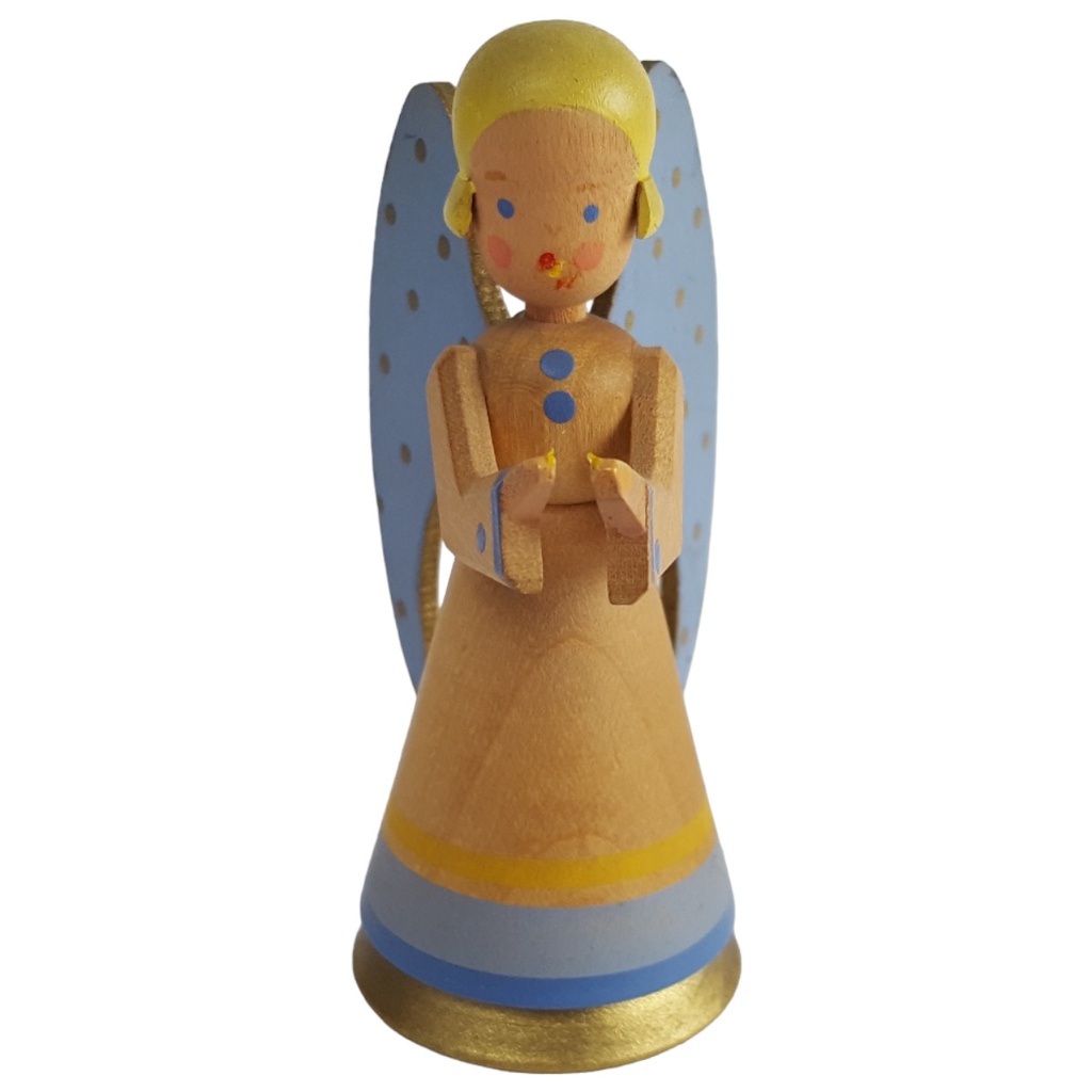 [458151537] Figur Skulptur Weha Kunst Engel singend Weihnachtsengel Flügel pastellblau H 7,2 cm
