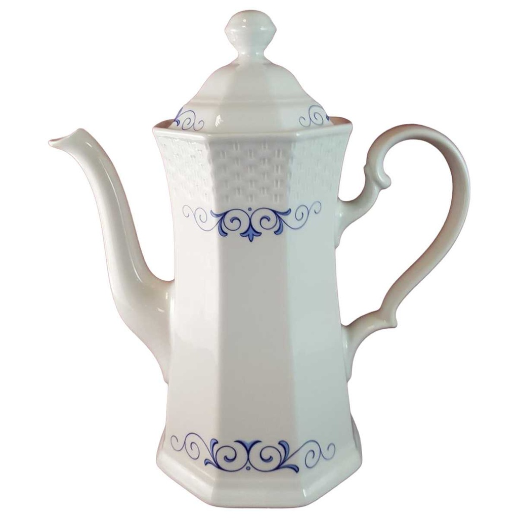 [45815222] Kaffeekanne Kanne 1,2 L Winterling Röslau Rautenrelief Blaudeckor eckig Blau gebraucht - akzeptabel
