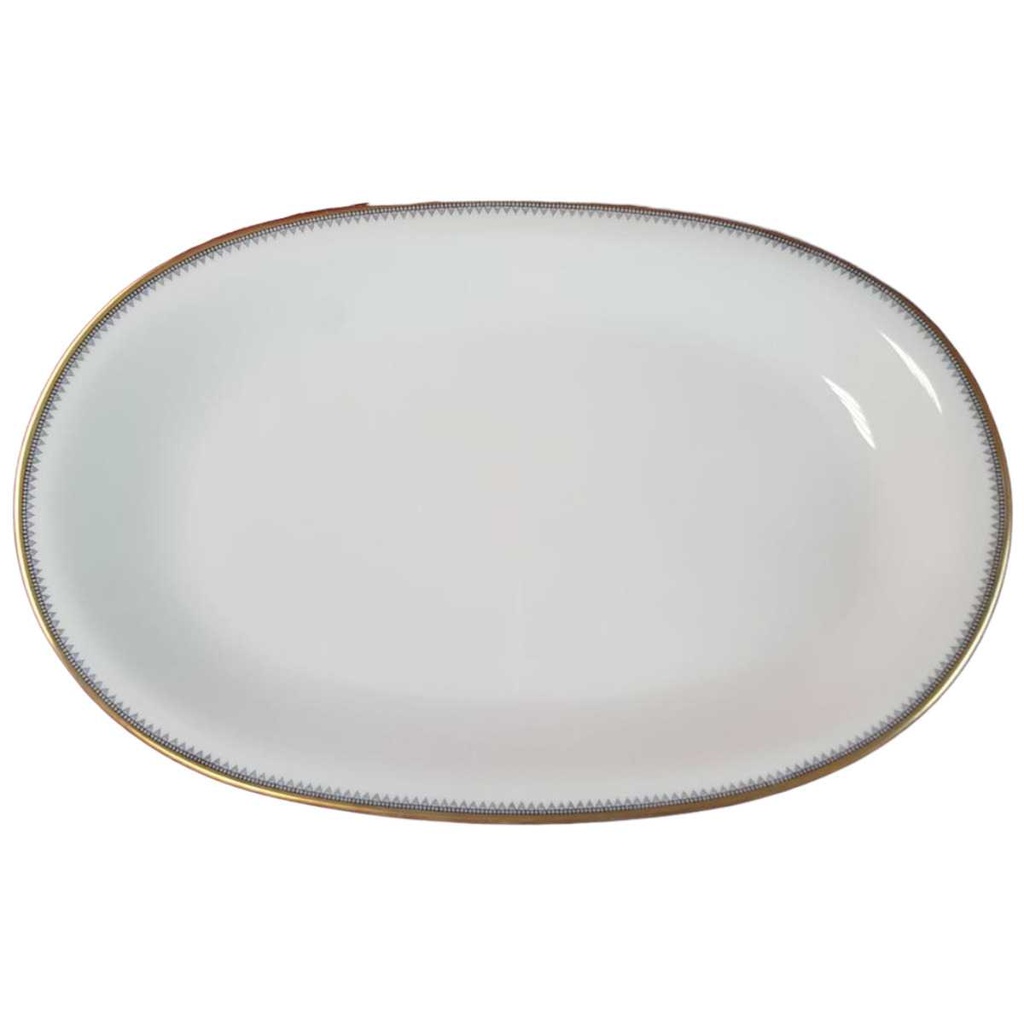 [45815323] Servierplatte Speiseplatte Fleischplatte Steakplatte Goldrand 32x20,5 cm Eschenbach Alte Formen 010171 Schwarze Ranke gebraucht - gut