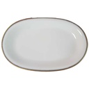 Servierplatte Speiseplatte Fleischplatte Steakplatte Goldrand 32x20,5 cm Eschenbach Alte Formen 010171 Schwarze Ranke gebraucht - gut