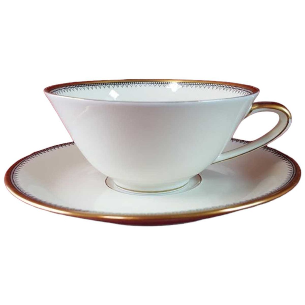 Teetasse mit Untertasse Tasse Goldrand Eschenbach Alte Formen 010171 Schwarze Ranke gebraucht - gut