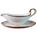 Sauciere mit Teller Goldrand Eschenbach Alte Formen 010171 Schwarze Ranke gebraucht - gut