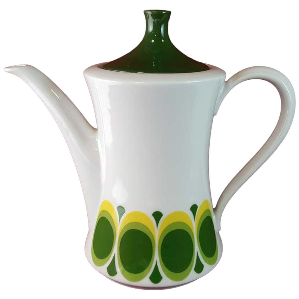[45815348] Kaffeekanne 1,2 L Seltmann Weiden gelb grün Dekor 07 42761 Retro gebraucht - sehr gut