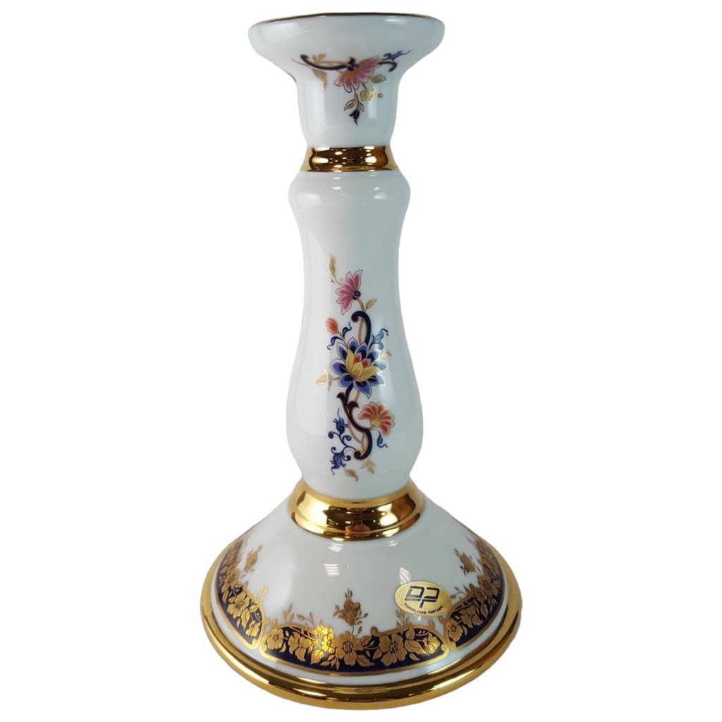 [45815376] Decoporce DP Portugal Golddekor bunte Blumen Kerzenhalter H 19,6 cm