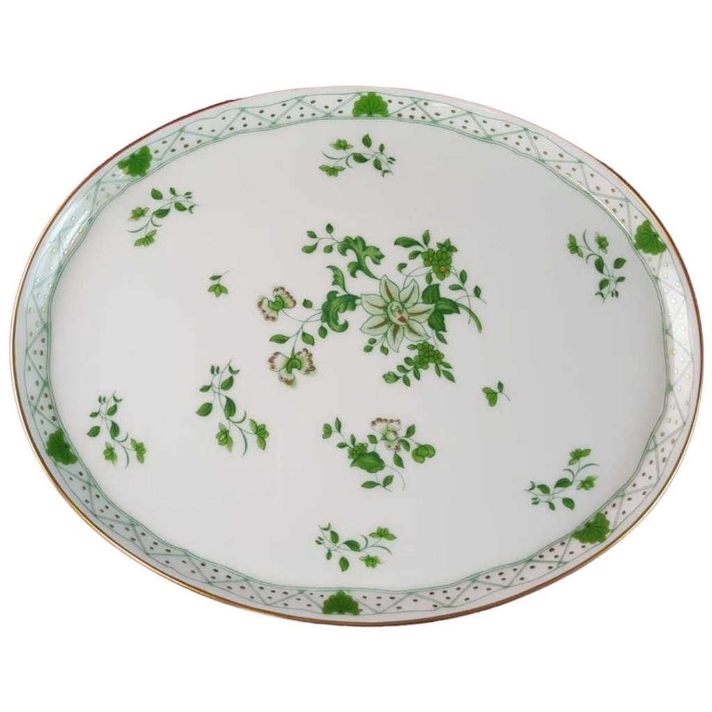 Servierplatte Speiseplatte Fleischplatte Steakplatte 23x18,4 cm Raynaud & Co. Limoges Fleurie Wilh. Drache Grün gebraucht - sehr gut