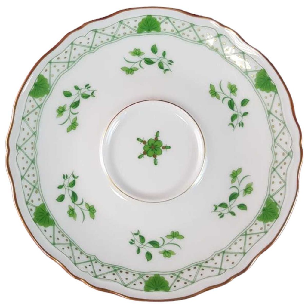 [45815396] Untertasse für Kaffee 14,7 cm Raynaud & Co. Limoges Fleurie Grün gebraucht - sehr gut