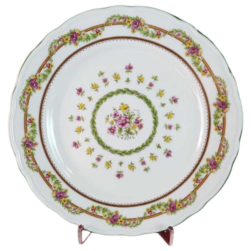 Kuchenteller Dessertteller Frühstücksteller 19,9 cm Schaller bunte Blumendekor mit Grünrand Blumen gebraucht - gut