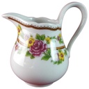 Milchkännchen Schaller bunte Blumendekor mit Grünrand Blumen gebraucht - gut