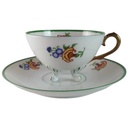 Teetasse mit Untertasse Tasse Jaeger & Co PMR Blumendekor Grünrand Blumen Bavaria gebraucht - gut