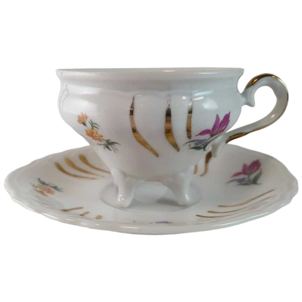 [45815480] Untertasse Mokkatasse mit Tasse Espressotasse & Golddekor Weimar Porzellan gebraucht - gut