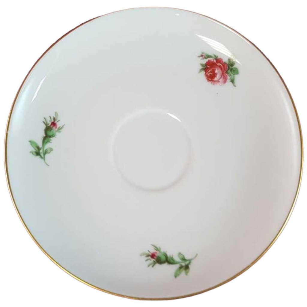 [45815507] Untertasse für Kaffee Goldrand 14,6 cm AK Kaiser Porzellan Alboth & Rosendekor mit 1531 gebraucht - sehr gut