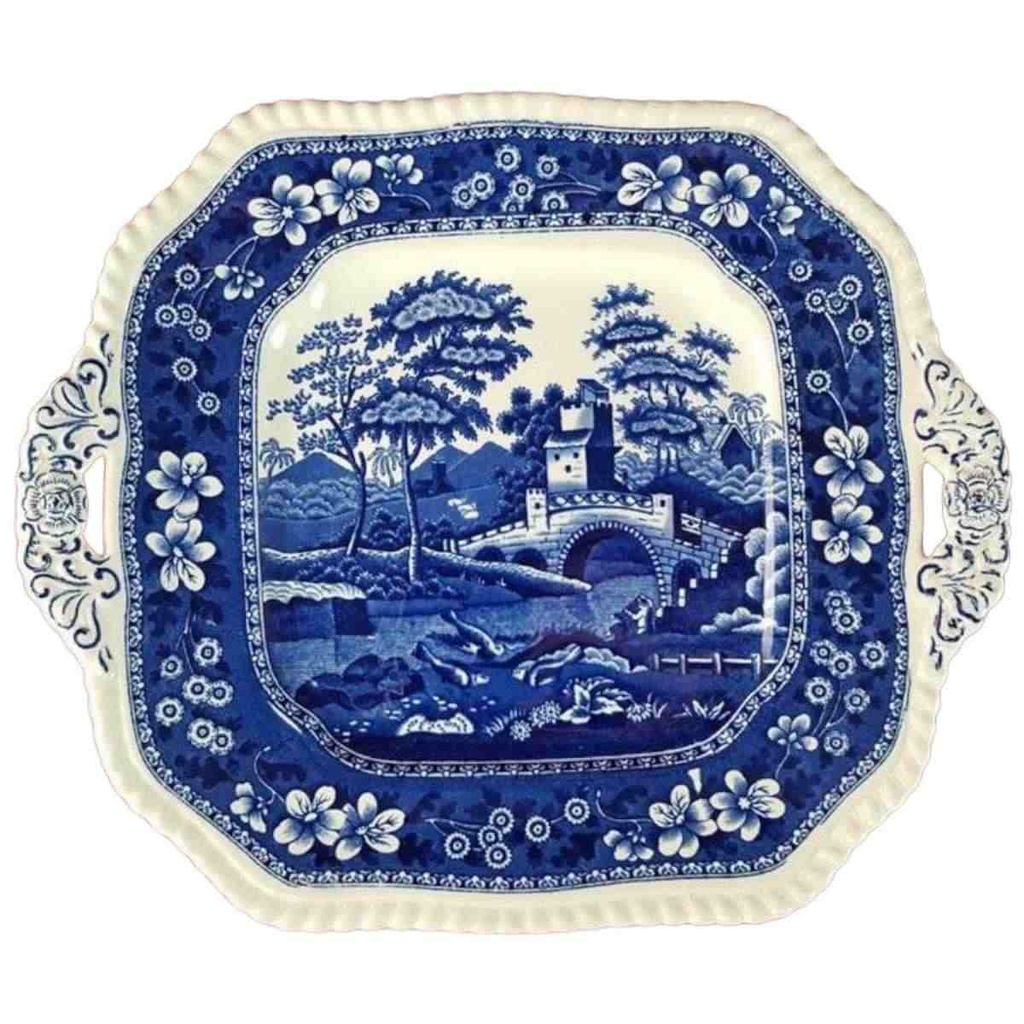 Coupe /Sandwichplatte Sandwichplatte 28,2x24,3 cm Spode Copeland Blue Tower Blau gebraucht - gut