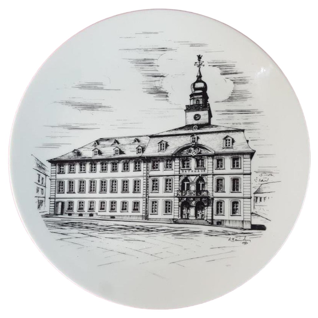 [45815691] Wandteller Sammelteller Altes Rathaus Geburtsstätte Saarbrücken D 24,3 cm