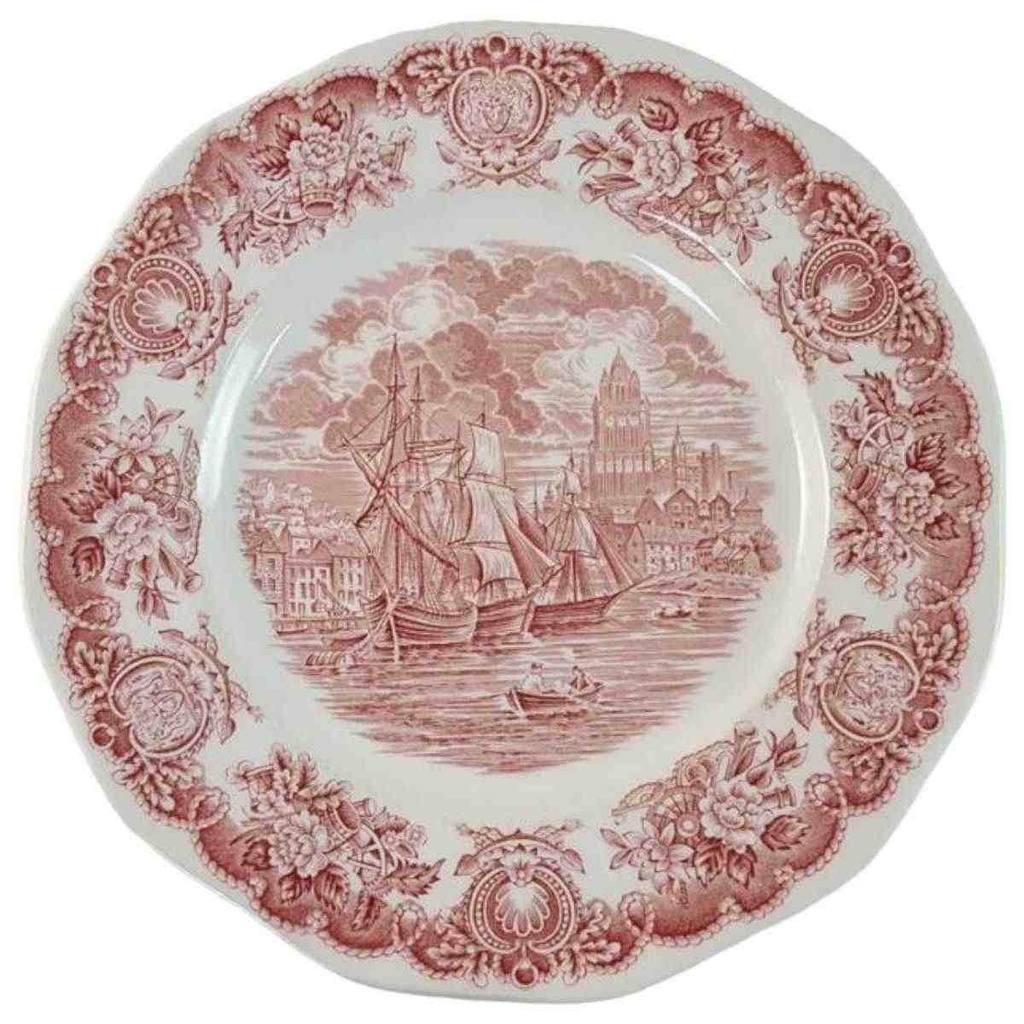 Speiseteller Essteller 25,5 cm Bristol Hull Ramsgate Historical Ports of England Rot gebraucht - akzeptabel