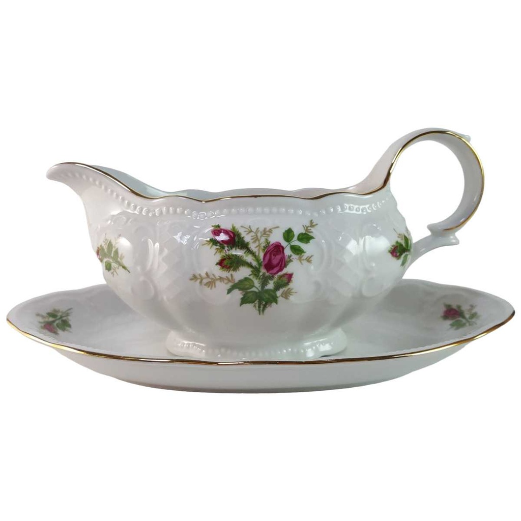 Sauciere mit Teller 2tlg Seltmann Weiden Wien Moosrose 26477 gebraucht - sehr gut