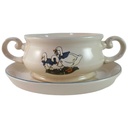 Suppentasse mit Untertasse Mandarin Stoneware Gänsedekor gebraucht - gut