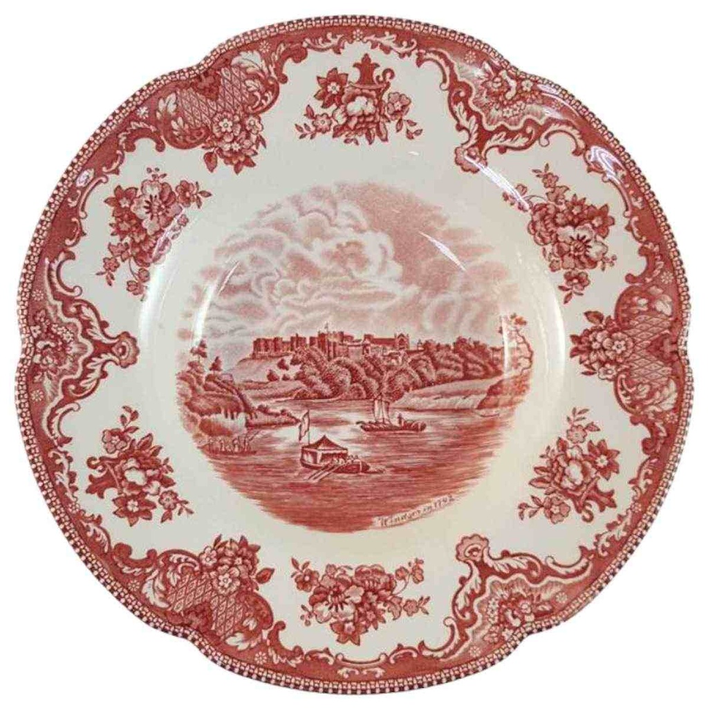 Suppenteller 22,3 cm Johnson Bros Old Britain Castles Rot gebraucht - akzeptabel