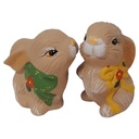 Figur Skulptur Keramik Osterhasen Deko Ostern Dekoration 2 tlg H 9,8 cm