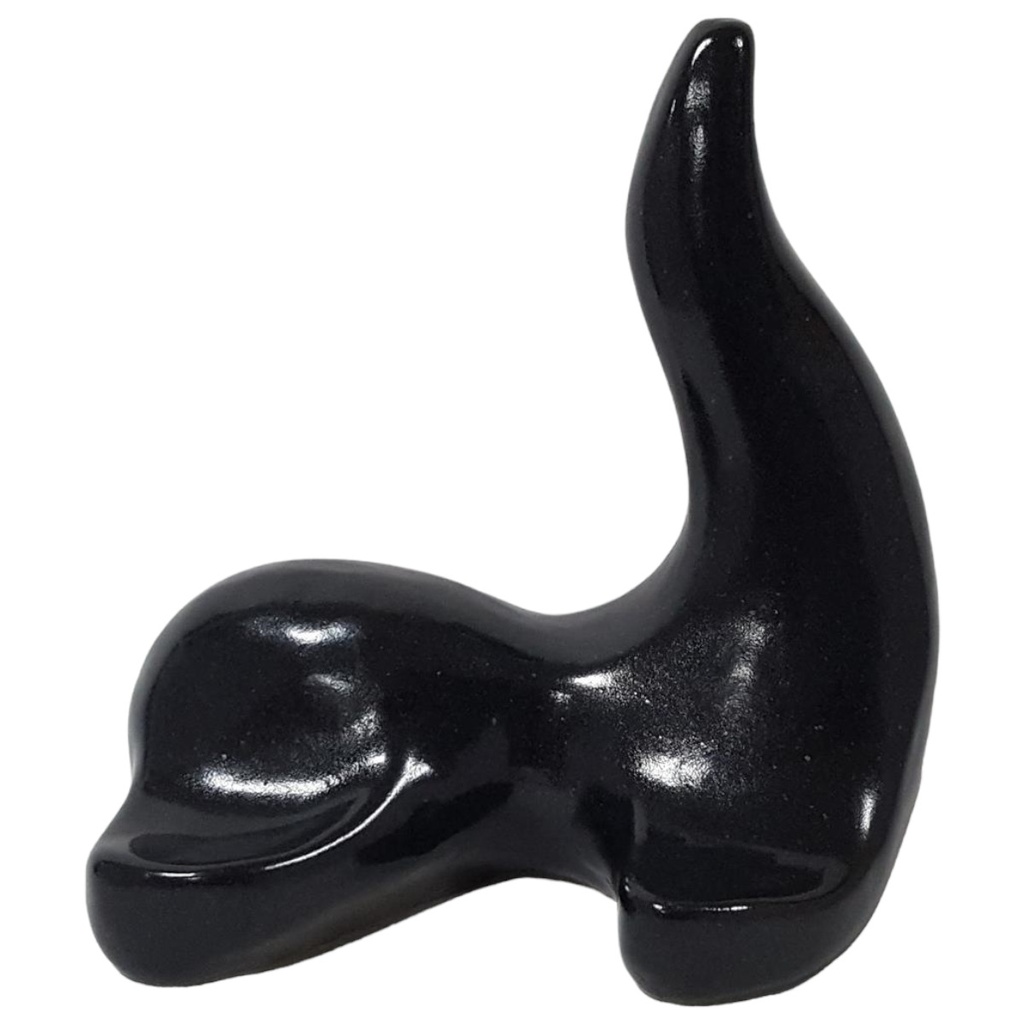 [45815846] Seehund Walross Figur Deko Keramik schwarz H 17,5 cm