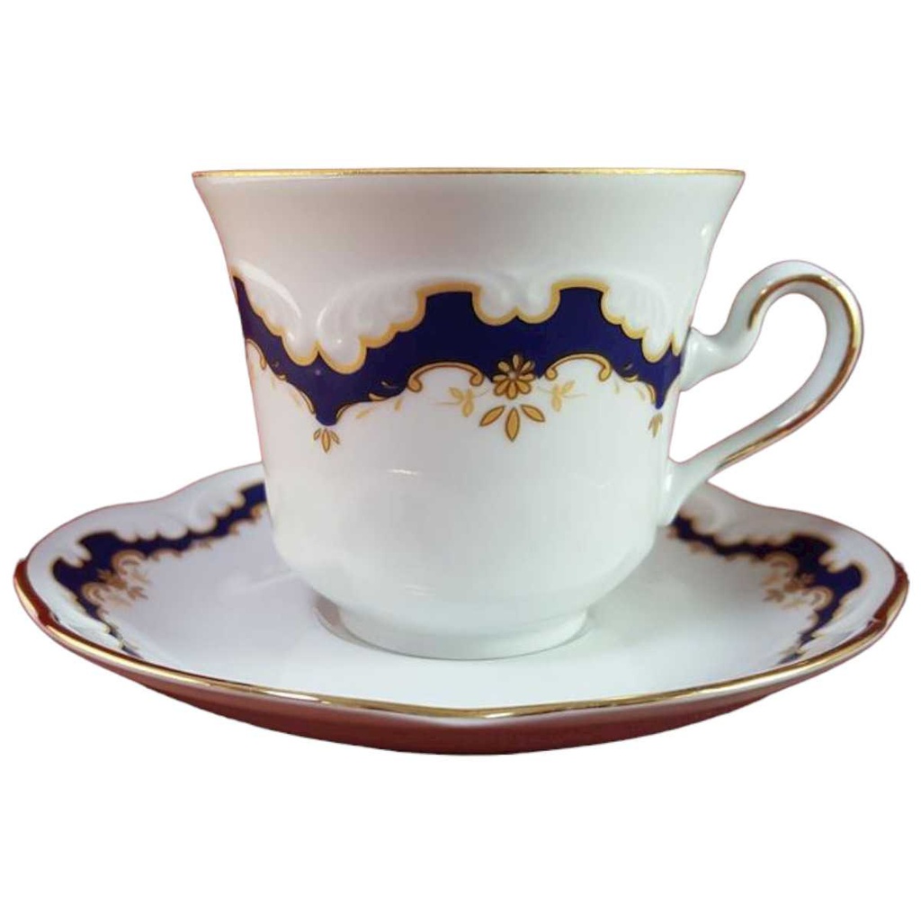 [45815854] Kaffeetasse mit Untertasse Tasse Golddekor Winterling Marktleuthen Kobaltblau Blau gebraucht - gut