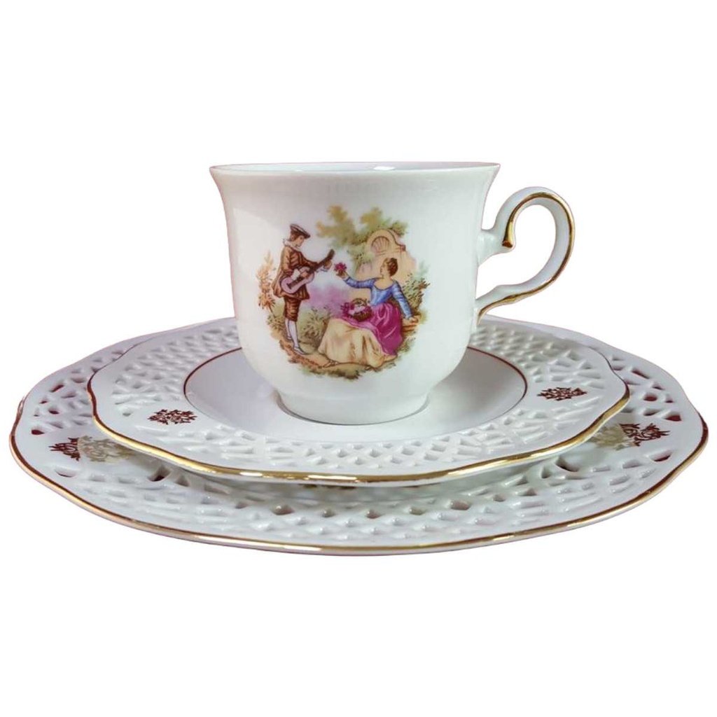 [45815859] Kaffeegedeck Durchbrucharbeit 3tlg Goldberg Bavaria gebraucht - gut