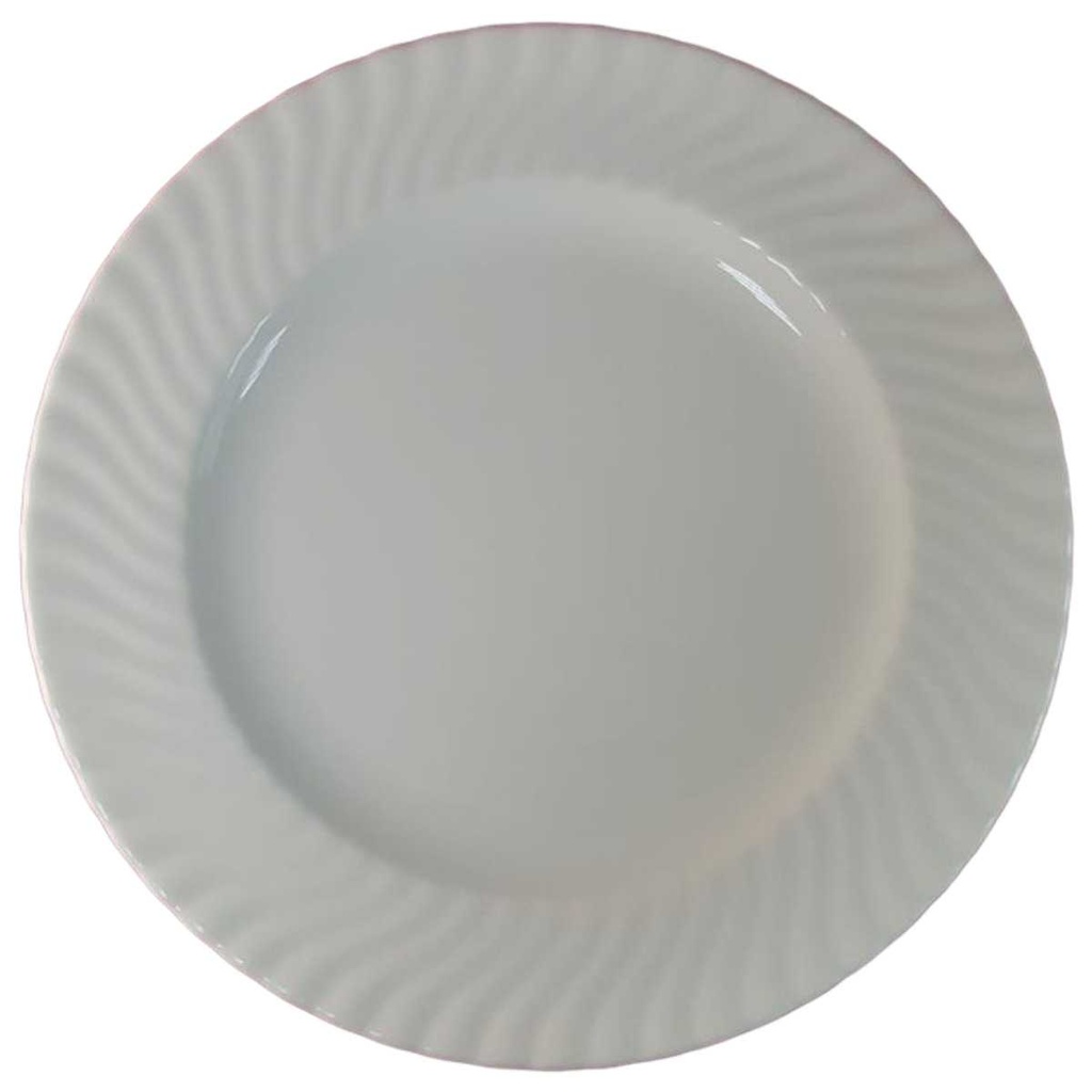[45815898] Speiseteller Essteller 31 cm Schönwald uni weiß Relief Wellenrand gebraucht - gut