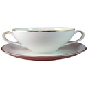 Suppentasse mit Untertasse Suppenbecher Goldrand Thomas Porzellan Elfenbein gebraucht - sehr gut