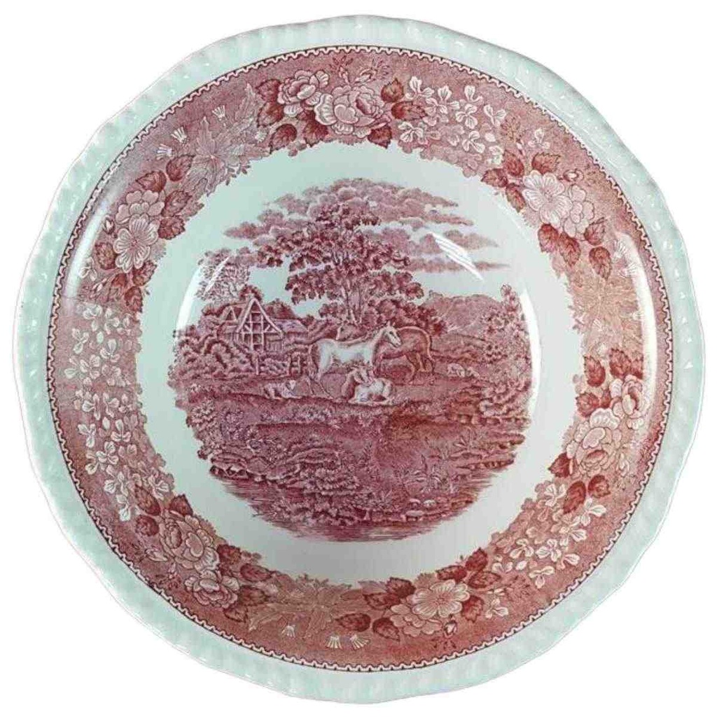 Schüssel Servierschüssel 24,8 cm Adams English Scenic Rot gebraucht - gut